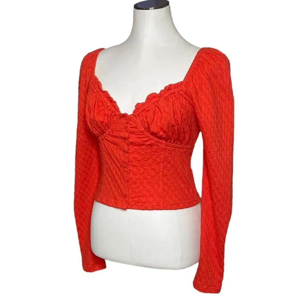 Free People Ladybug Long Sleeve Cropped Top